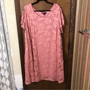 Lane Bryant Pink Lace Overlay Dress
